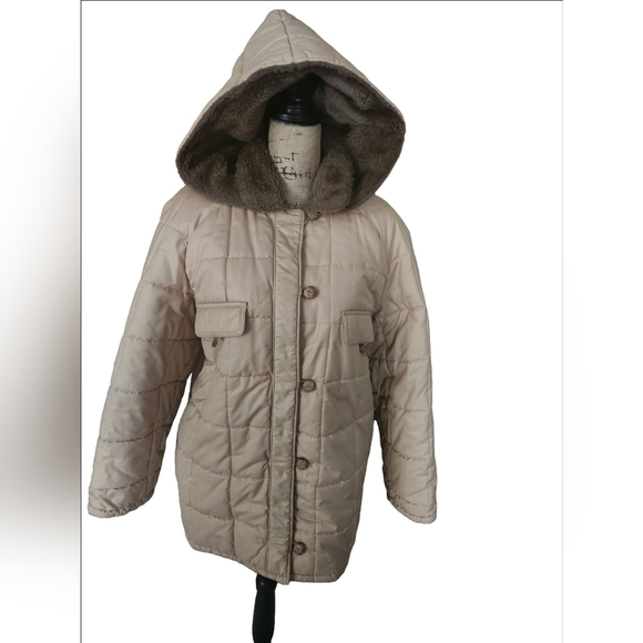 XL Tan London Fog Outdoors Unlimited Hooded Quilted Zip Up Jacket - Picture 1 of 13